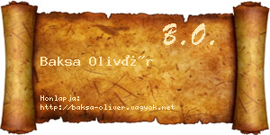 Baksa Olivér névjegykártya
