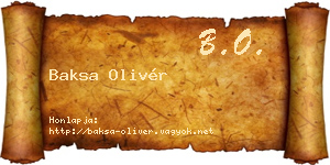 Baksa Olivér névjegykártya